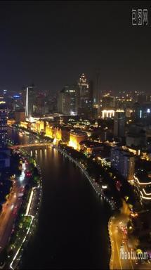 航拍天津城市建设天津夜景
